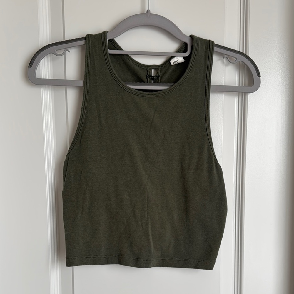 Olive Green Sleeveless Crop Top